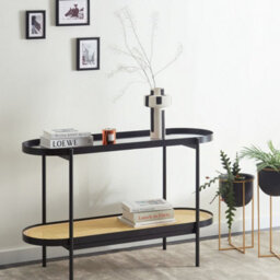 Wyld And Coco Viennese Console Table Black - Tempered Glass Top, Viennese Braid Shelf, 120 X 42 Cm - thumbnail 2