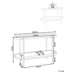 Wyld And Coco Viennese Console Table Black - Tempered Glass Top, Viennese Braid Shelf, 120 X 42 Cm - thumbnail 4