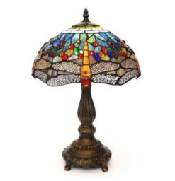 "Belofay Stained Glass Handmade Yellow Dragonfly Tiffany Table Lamp For Living Room, Bedroom, And Lounge 12"" Wide, 18"" Height"