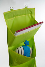 Orsina Over Door Hanging Organiser In Lime Green, 4-Pocket Fabric Storage With Metal Hooks, Space-Saving Solution - thumbnail 3