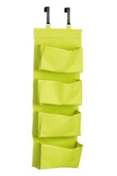 Orsina Over Door Hanging Organiser In Lime Green, 4-Pocket Fabric Storage With Metal Hooks, Space-Saving Solution