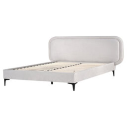 Beliani Bed Velvet Suzette 160 X 200 Cm (Eu King Size) Light Grey - thumbnail 4