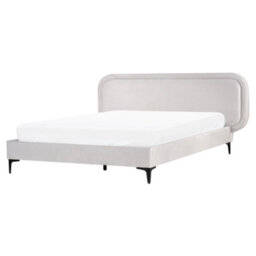Beliani Bed Velvet Suzette 160 X 200 Cm (Eu King Size) Light Grey - thumbnail 1