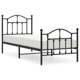 Berkfield Metal Bed Frame With Headboard And Footboard Black 90X200 Cm - thumbnail 2