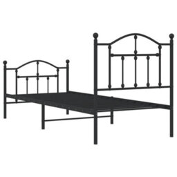 Berkfield Metal Bed Frame With Headboard And Footboard Black 90X200 Cm - thumbnail 7
