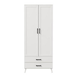 Urbn-Living Urbnliving 180Cm Height White Wardrobe With 2 Door 2 Drawer Modern Bedroom Clothes Storage Hanging Rail - thumbnail 5
