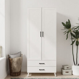 Urbn-Living Urbnliving 180Cm Height White Wardrobe With 2 Door 2 Drawer Modern Bedroom Clothes Storage Hanging Rail - thumbnail 2