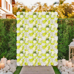 London Boutique Green Artificial Flower Wall Panels, 12 Pack 38 X 38 Cm, 3D Silk Rose Backdrop, Wedding Party Photo Wall Decor - thumbnail 2