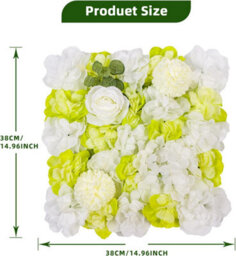London Boutique Green Artificial Flower Wall Panels, 12 Pack 38 X 38 Cm, 3D Silk Rose Backdrop, Wedding Party Photo Wall Decor - thumbnail 3