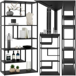Tectake Shelving Unit Venda - With 6 Compartments  - Black