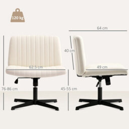 Homcom Linen Criss Cross Legged Office Chair With Rock Function, Cream - thumbnail 3