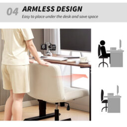Homcom Linen Criss Cross Legged Office Chair With Rock Function, Cream - thumbnail 7