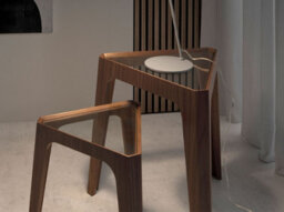 Angel Cerda Elegant Triangular Corner Table In Tempered Glass And Walnut - thumbnail 5