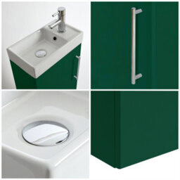 Homestylestore 400mm Dark Green Wall Hung Bathroom Vanity Unit And Chrome T Bar Handle - thumbnail 2