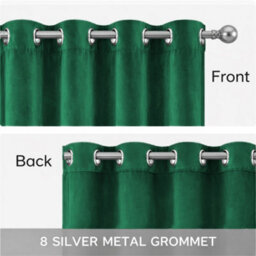 Bedlooms Emerald Green Crushed Velvet Curtains Blackout Thermal Insulated Eyelet Curtain (Pair) 66 X 90 Inches With Tie Back Two - thumbnail 5
