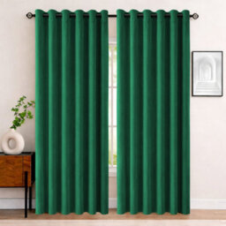 Bedlooms Emerald Green Crushed Velvet Curtains Blackout Thermal Insulated Eyelet Curtain (Pair) 66 X 90 Inches With Tie Back Two