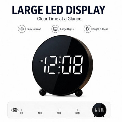 Large Digital Led Bedside Round Alarm Clock - image 1