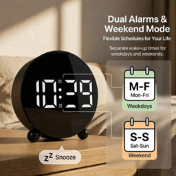 Large Digital Led Bedside Round Alarm Clock - thumbnail 3