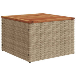 Walplus Garden Table Beige 55X55X37 Cm Poly Rattan And Acacia Wood - thumbnail 6