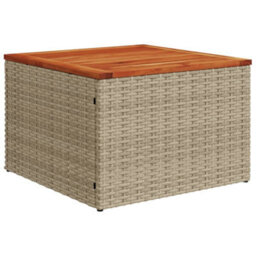 Walplus Garden Table Beige 55X55X37 Cm Poly Rattan And Acacia Wood - thumbnail 2