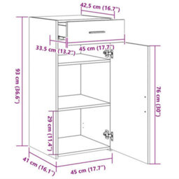 Vidaxl Sideboard Concrete Grey 45X42.5X93 Cm Engineered Wood - thumbnail 3