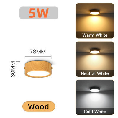 Amorly 2 Pack Wood Grain 5W Color Ceiling Light Led Spot Downlight Surface Mounted Downlights Thin Foldable Spotlight For Living Room - image 1