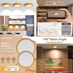 Amorly 2 Pack Wood Grain 5W Color Ceiling Light Led Spot Downlight Surface Mounted Downlights Thin Foldable Spotlight For Living Room - thumbnail 6