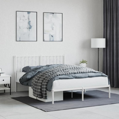 Berkfield Metal Bed Frame Without Mattress With Headboard White 140X200Cm - image 1