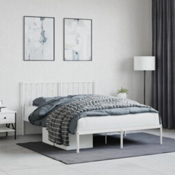 Berkfield Metal Bed Frame Without Mattress With Headboard White 140X200Cm - thumbnail 1