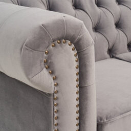 Furniture 48 Wellington Chesterfield Light Grey Velvet 2 Seater Sofa - thumbnail 4