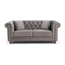 Furniture 48 Wellington Chesterfield Light Grey Velvet 2 Seater Sofa - thumbnail 1
