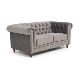 Furniture 48 Wellington Chesterfield Light Grey Velvet 2 Seater Sofa - thumbnail 2