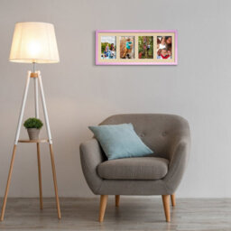 AK Frames 50X20Cm Pastel Pink Sleek Multi Photo Frame With Ivory Mount - Holds 4 Apertures (4X) 6X4 Photos - thumbnail 3