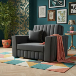 Viva Glam I Upholstered Sofa Bed For Living Room With Storage Chipboard Frame Wooden Slats 115X98X85Cm Graphite - thumbnail 2