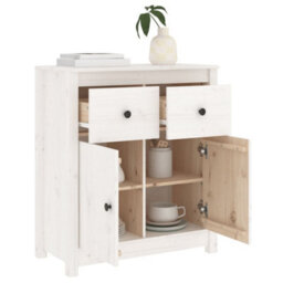 Berkfield Rustic Sideboard White 70X35X80 Cm Solid Wood Pine - thumbnail 4