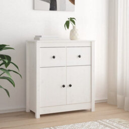 Berkfield Rustic Sideboard White 70X35X80 Cm Solid Wood Pine - thumbnail 2