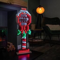 Samuel Alexander 90Cm Light Up Santa Stop Here Sign Christmas Infinity Decoration With Leds - thumbnail 2