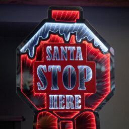 Samuel Alexander 90Cm Light Up Santa Stop Here Sign Christmas Infinity Decoration With Leds - thumbnail 5