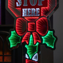 Samuel Alexander 90Cm Light Up Santa Stop Here Sign Christmas Infinity Decoration With Leds - thumbnail 7