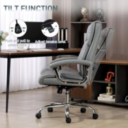 Homcom Office Chair 180Kg, High Back Desk Chair With Spring Cushion, Grey - thumbnail 7