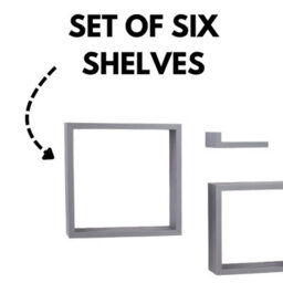 Core Products Light Grey Floating Wall Shelves - 6-Piece Hudson Narrow Set For Display And Storage - thumbnail 3