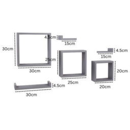 Core Products Light Grey Floating Wall Shelves - 6-Piece Hudson Narrow Set For Display And Storage - thumbnail 2