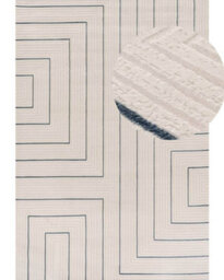 The Rugs Carmel Cream/blue Geometric Design Area Rug And Runner Non Shedding, Stain Resistant, Soft - thumbnail 2