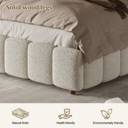 Matteo Super King Hydraulic Storage Bed Frame With Bouclé Upholstered Headboard - White - thumbnail 9