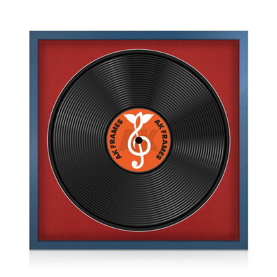 "16X16"" Navy Blue Sleek Vinyl Record Frame With Crimson Mount For 12 Inch Lp Disc - Ak Frames" - image 1