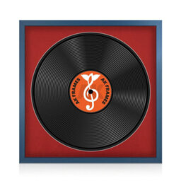 "16X16"" Navy Blue Sleek Vinyl Record Frame With Crimson Mount For 12 Inch Lp Disc - Ak Frames"