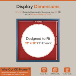 "16X16"" Navy Blue Sleek Vinyl Record Frame With Crimson Mount For 12 Inch Lp Disc - Ak Frames" - thumbnail 2