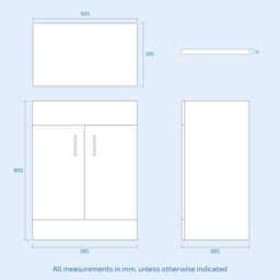 Nes Home Grey 600mm Bathroom Doors Vanity Unit Rectangle Ceramic Basin - thumbnail 7