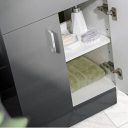 Nes Home Grey 600mm Bathroom Doors Vanity Unit Rectangle Ceramic Basin - thumbnail 5