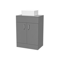 Nes Home Grey 600mm Bathroom Doors Vanity Unit Rectangle Ceramic Basin - thumbnail 6